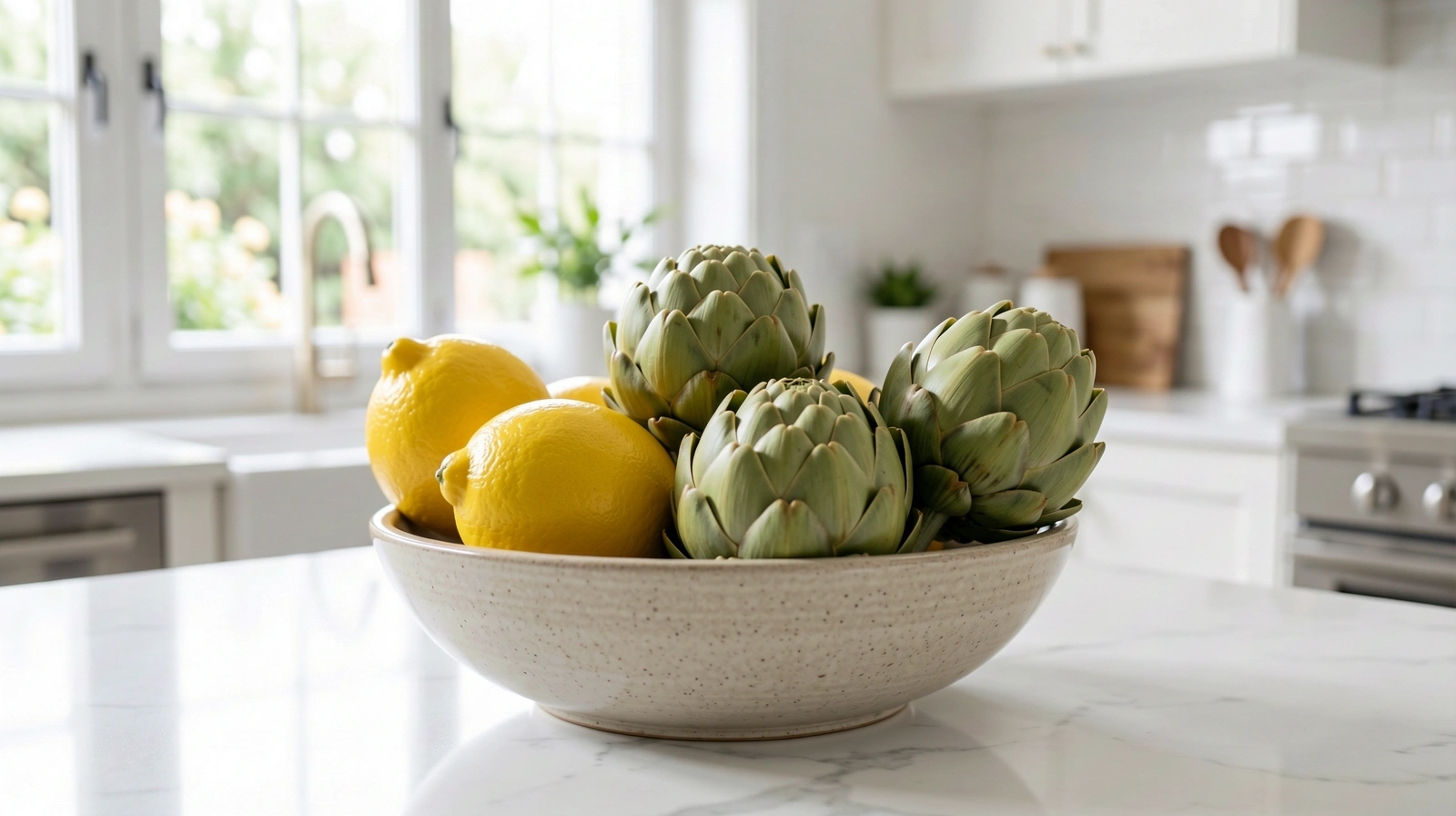 Ingredienti freschi e naturali in una cucina luminosa